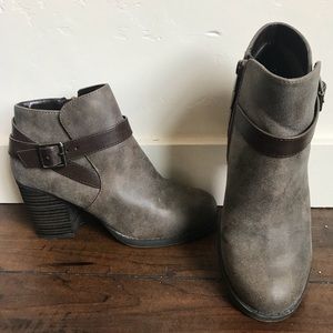 Brown Strappy Buckled Ankle Boots